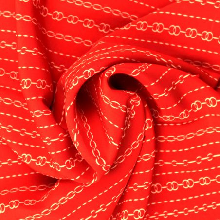 Tissu Satin Polyester Rouge à Impression Géométrique Tissu Satin Polyester Rouge à Impression Géométrique