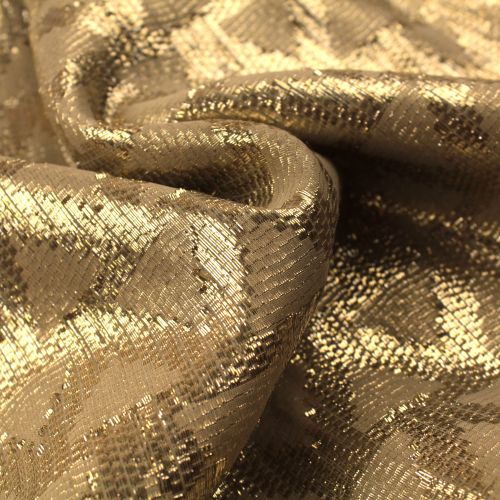 Tissu Tlija Satin Brillant à Motif Géométrique Doré Tissu Tlija Satin Brillant à Motif Géométrique Doré