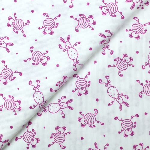 Tissu coton blanc milleraie imprimés lapins Tissu coton blanc milleraie imprimés lapins