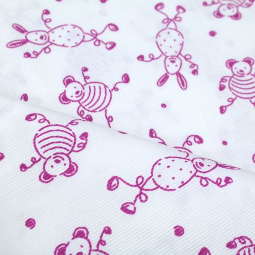 Tissu coton blanc milleraie imprimés lapins Tissu coton blanc milleraie imprimés lapins