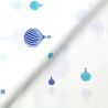Tissu en coton blanc milleraie avec motif ballon dirigeable bleu Tissu en coton blanc milleraie avec motif ballon dirigeable bleu