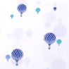Tissu en coton blanc milleraie avec motif ballon dirigeable bleu Tissu en coton blanc milleraie avec motif ballon dirigeable bleu