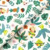 Tissu Coton Blanc Imprimé Fleuri Créole Vert Tissu Coton Blanc Imprimé Fleuri Créole Vert
