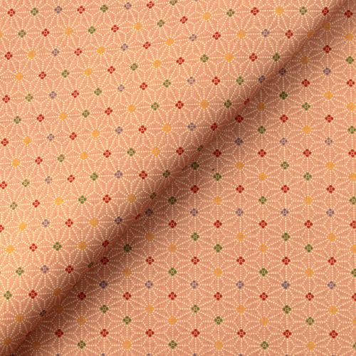 Tissu japonais en coton rose foncé à motifs géométriques et fleurs rouges, vertes et bleues – Idéal pour couture et décoration. Tissu japonais en coton rose foncé à motifs géométriques et fleurs rouges, vertes et bleues – Idéal pour couture et décoration.