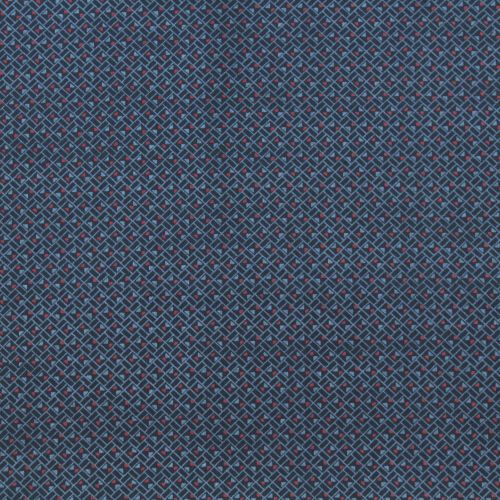 Tissu en coton bleu nuit à motif géométrique de petits triangles rouges et bleus Tissu en coton bleu nuit à motif géométrique de petits triangles rouges et bleus