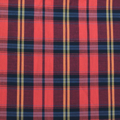 Tissu Madras en Coton – Rouge & Bleu Nuit | Rayures Orange | Qualité Supérieure & Élégance Tissu Madras en Coton – Rouge & Bleu Nuit | Rayures Orange | Qualité Supérieure & Élégance