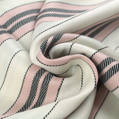 Tissu Coton pour Chemise – Rayures Noires, Blanches et Roses – Léger & Confortable Tissu Coton pour Chemise – Rayures Noires, Blanches et Roses – Léger & Confortable