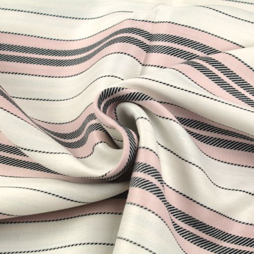 Tissu Coton pour Chemise – Rayures Noires, Blanches et Roses – Léger & Confortable Tissu Coton pour Chemise – Rayures Noires, Blanches et Roses – Léger & Confortable