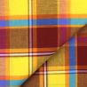 Tissu Madras en Coton de couleur bordeaux, jaune et bleu Tissu Madras en Coton de couleur bordeaux, jaune et bleu